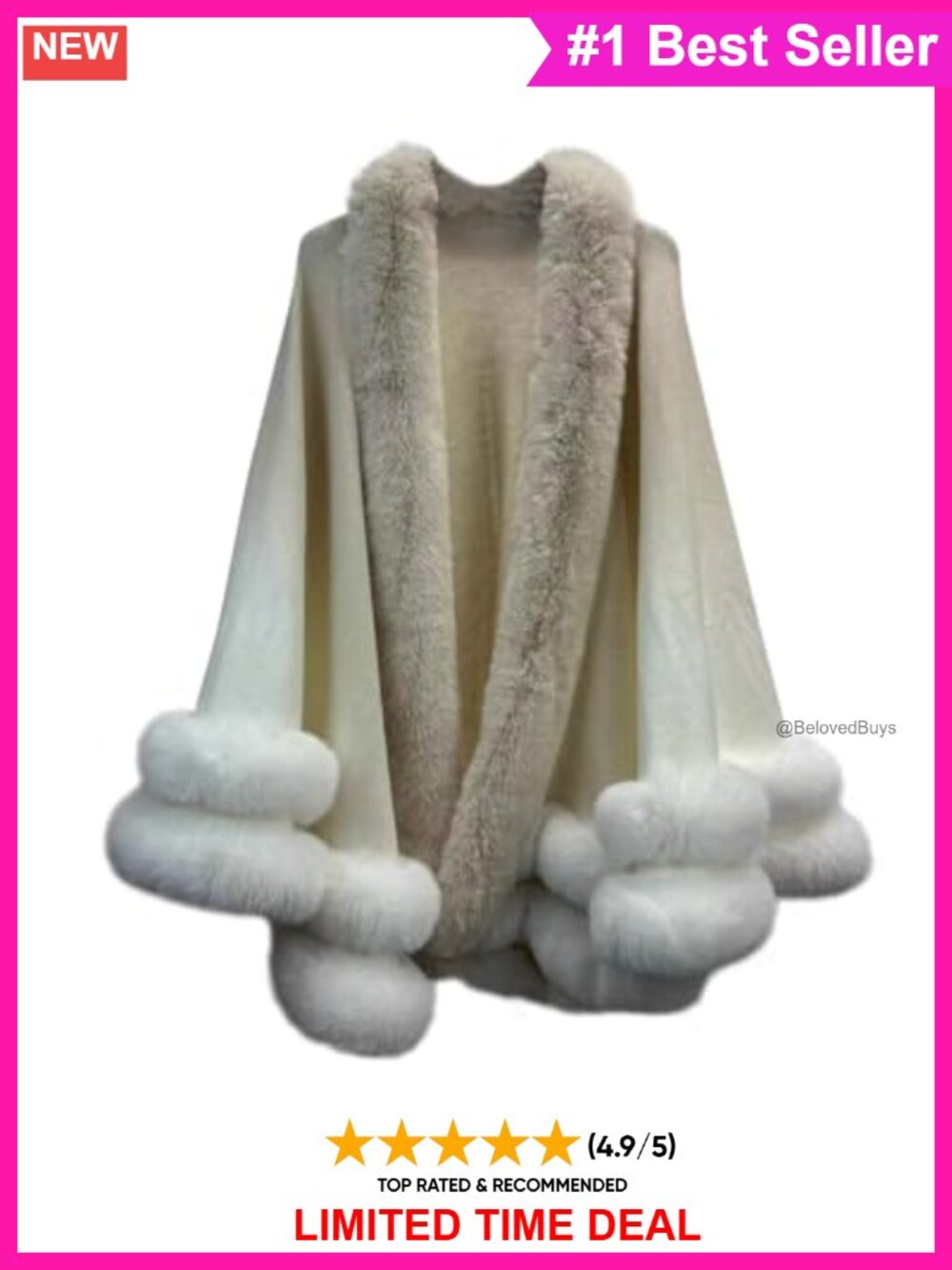 Faux Fur Wrap Shawl Stole Cape for Evening Prom Formal Winter Wedding